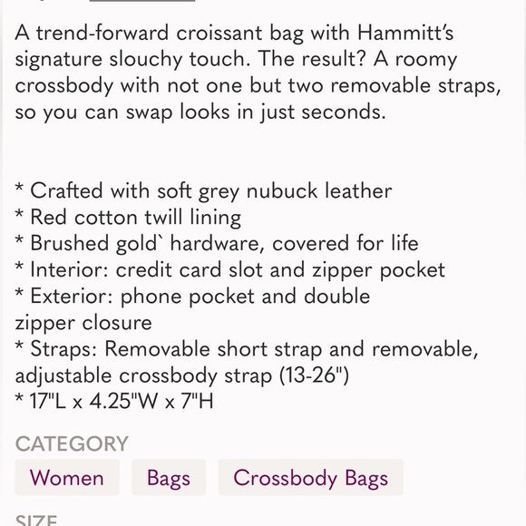 Hammitt Morgan Bag in Dandelion Gingham Shoulder/Crossbody Croissant Shape - Picture 12 of 13